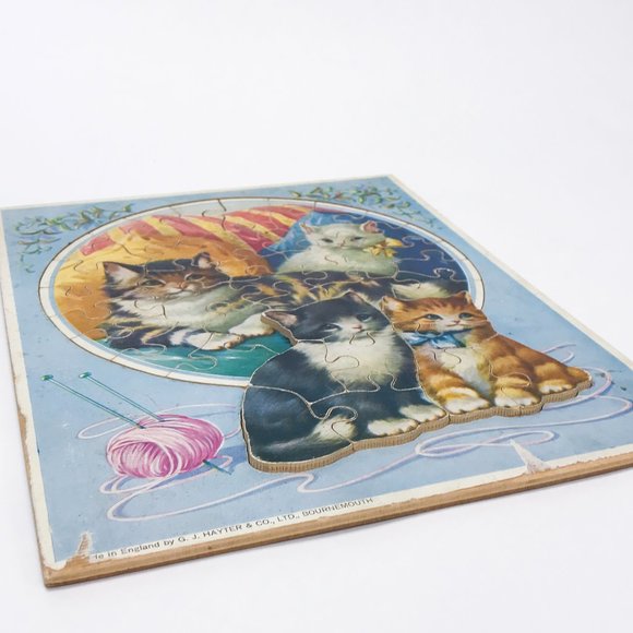 Child's Cat Board Puzzle By G. J. Hayter & Co. England Vintage - Picture 5 of 6